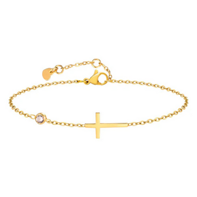 Women's Cross Birthstone Bracelet | Personalised