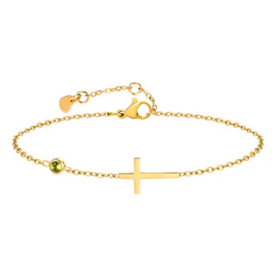 Women's Cross Birthstone Bracelet | Personalised