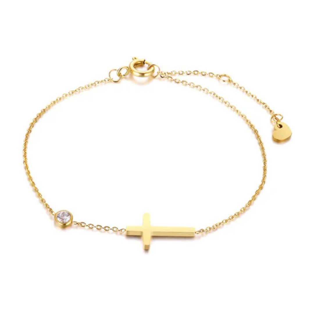 Women's Cross Birthstone Bracelet | Personalised