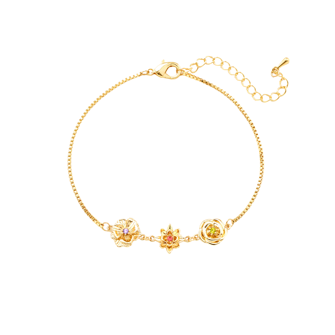 Women’s Personalised Birth Flower Bracelet