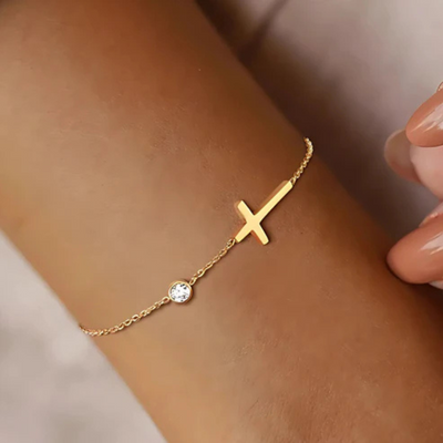 Women's Cross Birthstone Bracelet | Personalised