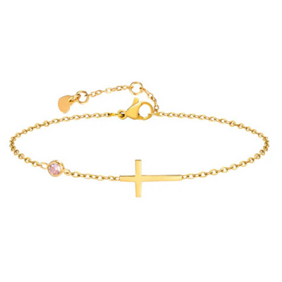 Women's Cross Birthstone Bracelet | Personalised