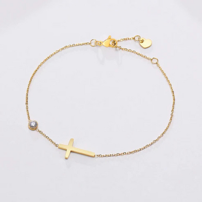 Women's Cross Birthstone Bracelet | Personalised