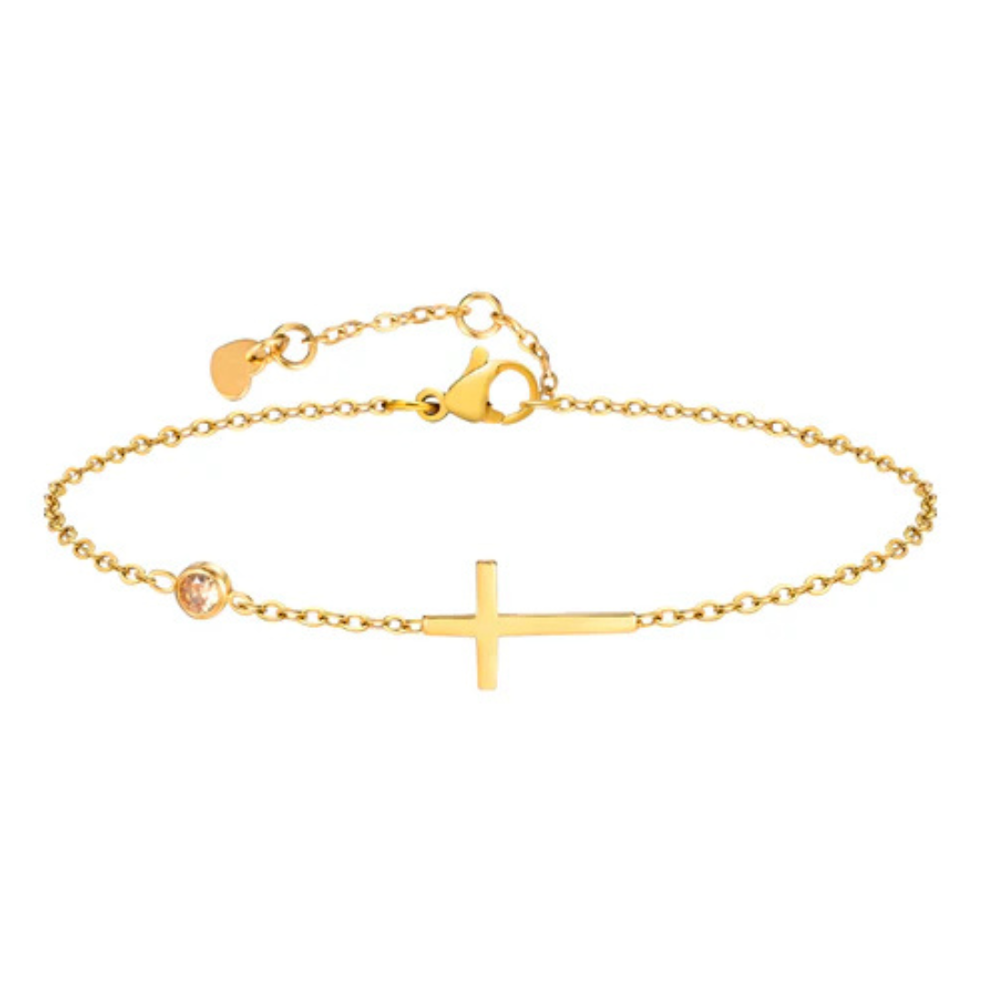 Women's Cross Birthstone Bracelet | Personalised