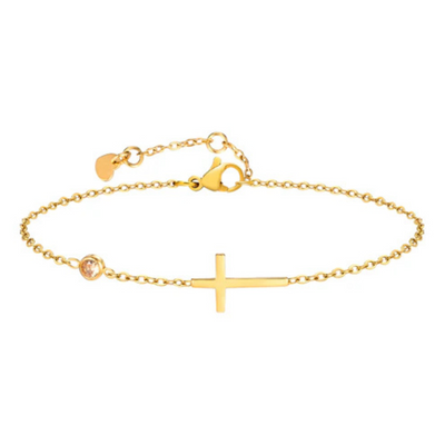 Women's Cross Birthstone Bracelet | Personalised