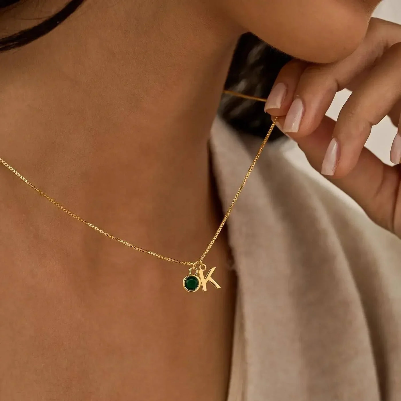Women’s Personalised Initial & Birthstone Necklace