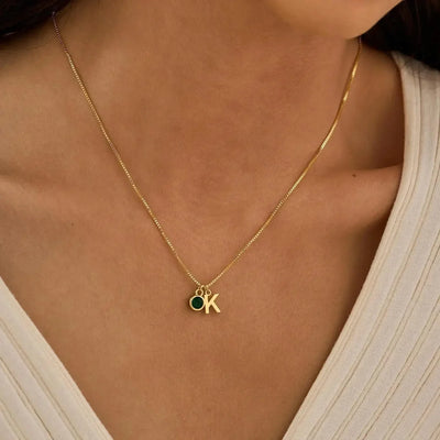 Women’s Personalised Initial & Birthstone Necklace