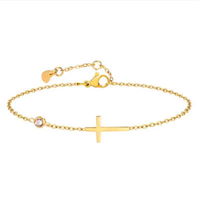 Women's Cross Birthstone Bracelet | Personalised
