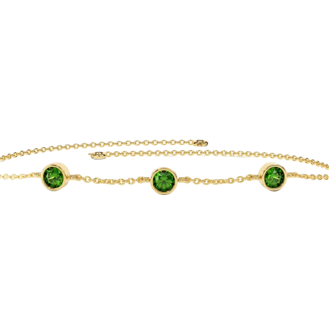 Women’s Bezel Set Birthstone Station Bracelet