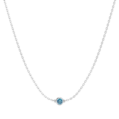 Women’s Bezel Set Birthstone Station Necklace