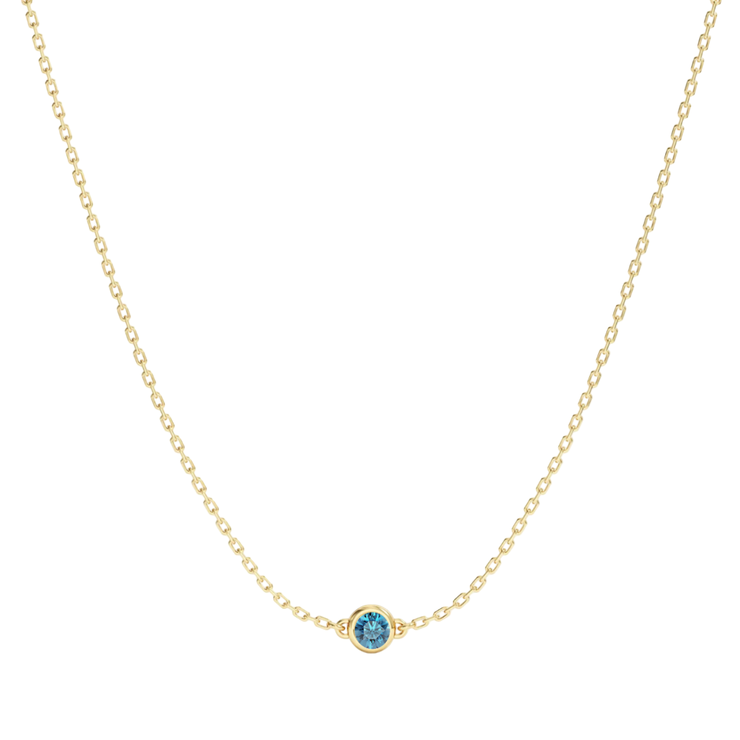 Women’s Bezel Set Birthstone Station Necklace