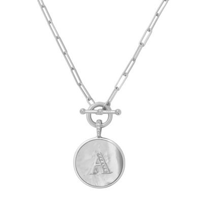 Women's Mother of Pearl Initial Necklace