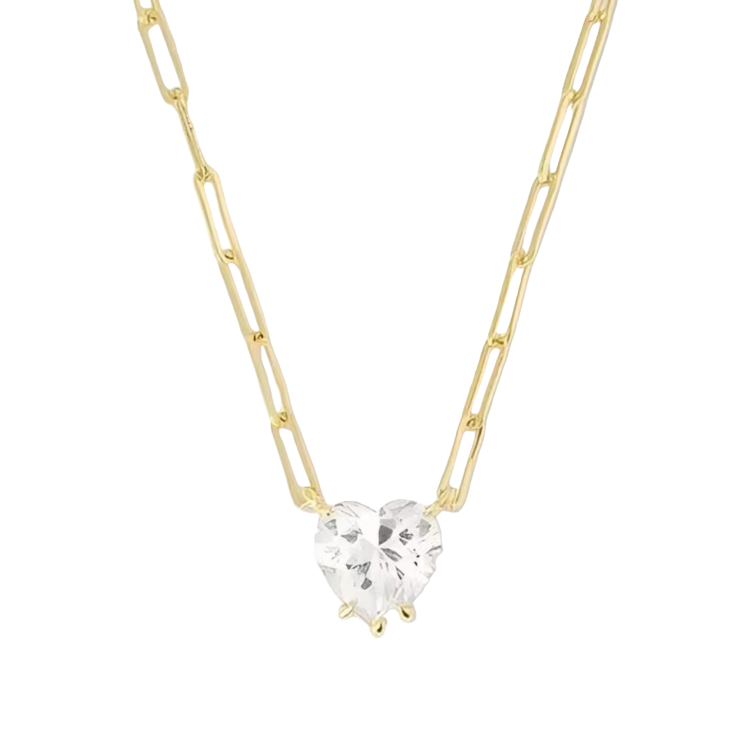 Women's Heart Pendant Necklace | Simulated Diamond