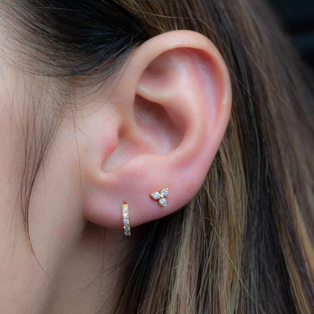 Women's Triple Cubic Zirconia Stud Earrings | Hypoallergenic