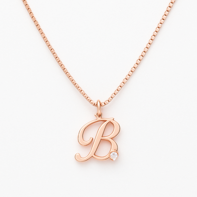 Women’s Sterling Silver Personalised Initial Birthstone Necklace
