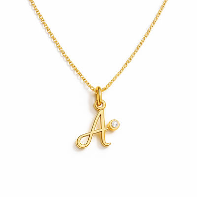 Women’s Sterling Silver Personalised Initial Birthstone Necklace