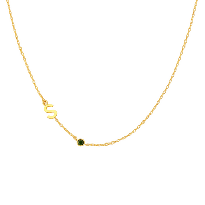 Women’s Personalised Sideways Initial Birthstone Necklace