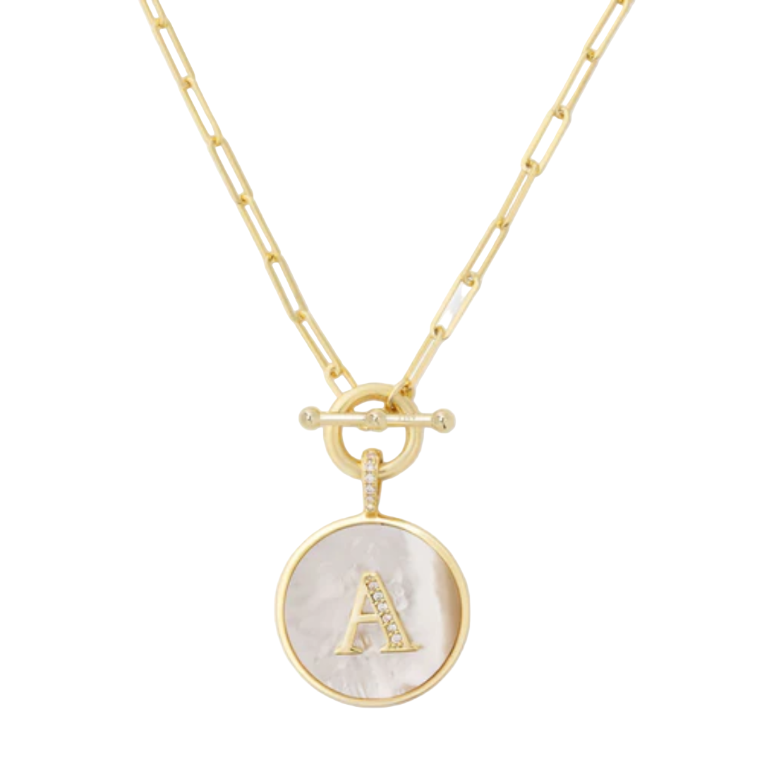 Women's Mother of Pearl Initial Necklace