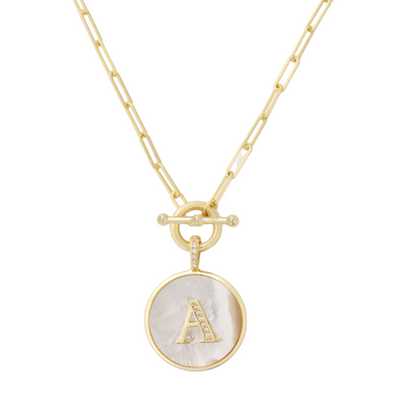 Women's Mother of Pearl Initial Necklace