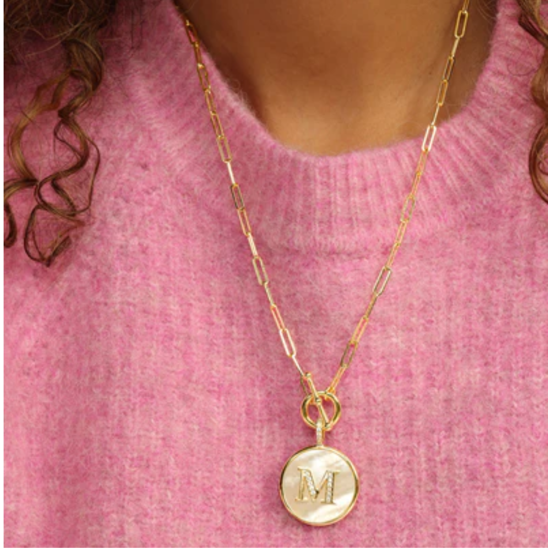Women's Mother of Pearl Initial Necklace