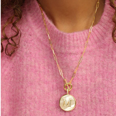 Women's Mother of Pearl Initial Necklace