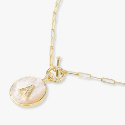 Women's Mother of Pearl Initial Necklace