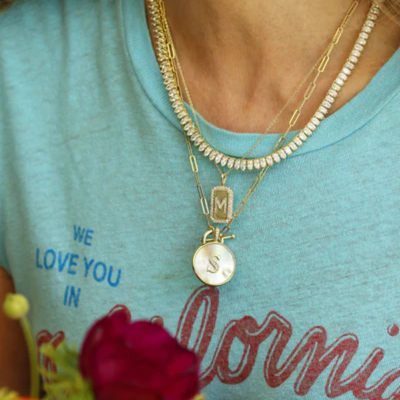 Women's Mother of Pearl Initial Necklace
