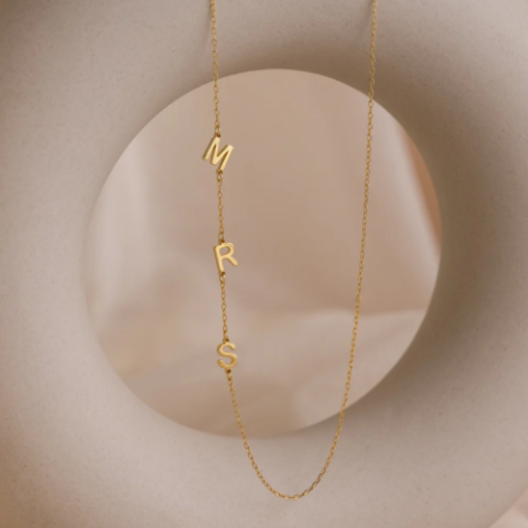 Women’s Sideways Personalised Initial Necklace