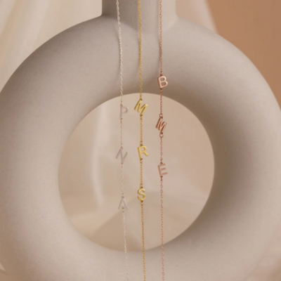 Women’s Sideways Personalised Initial Necklace