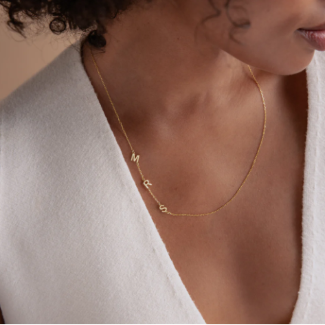 Women’s Sideways Personalised Initial Necklace