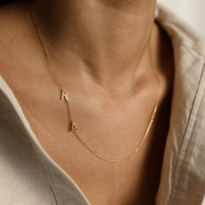Women’s Sideways Personalised Initial Necklace