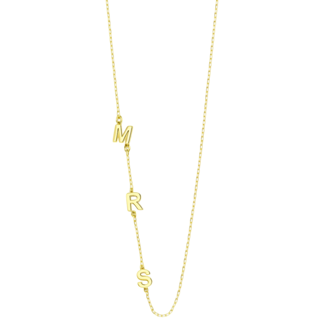 Women’s Sideways Personalised Initial Necklace