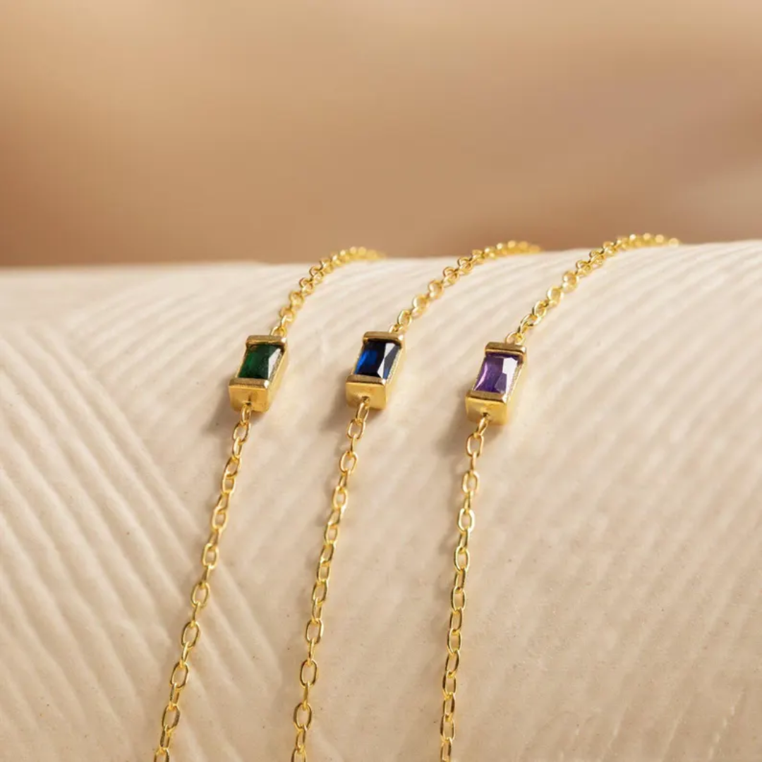Women’s Personalised Baguette Birthstone Bracelet