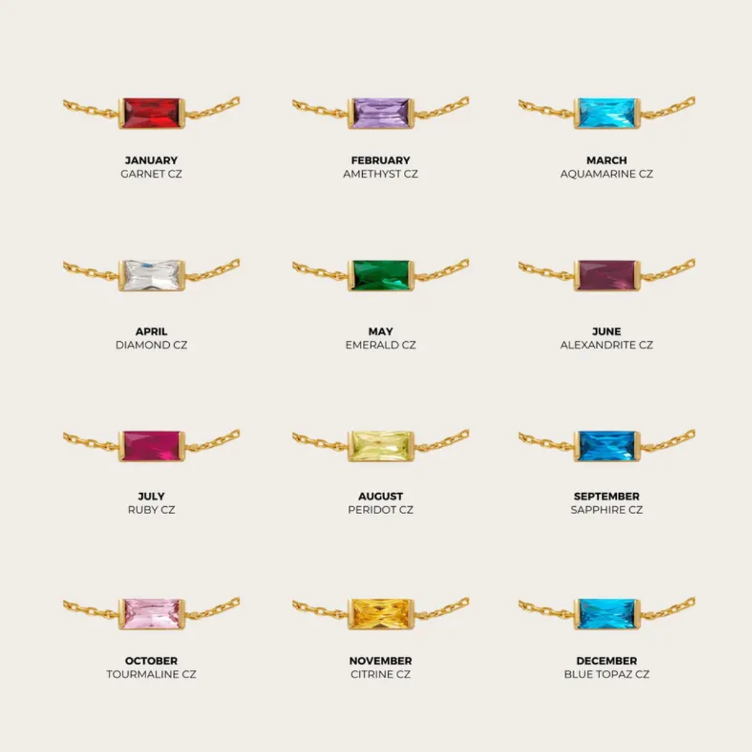 Women’s Personalised Baguette Birthstone Bracelet