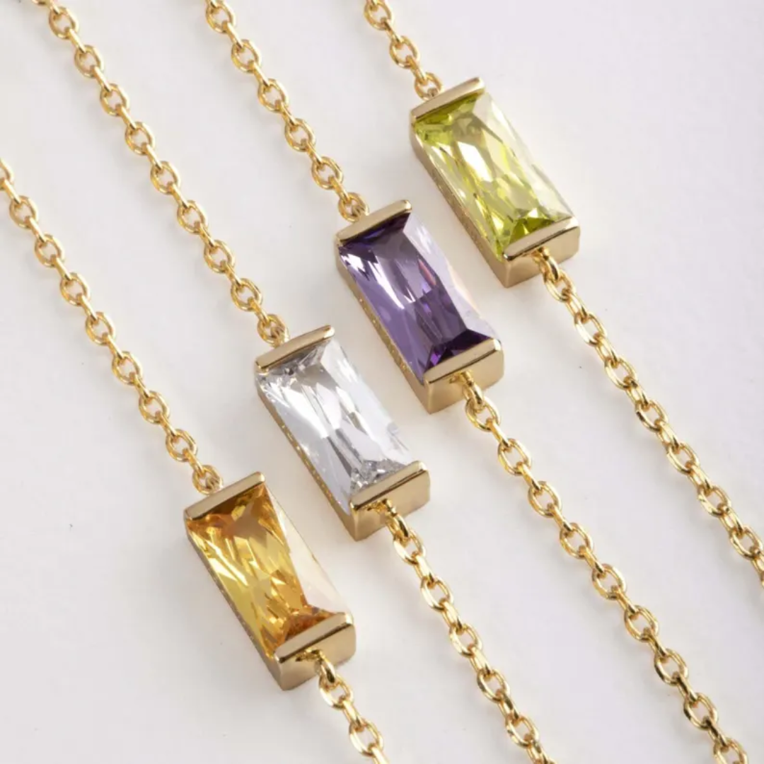 Women’s Personalised Baguette Birthstone Bracelet