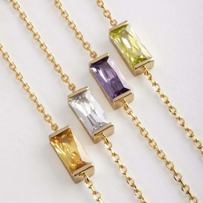 Women’s Personalised Baguette Birthstone Bracelet