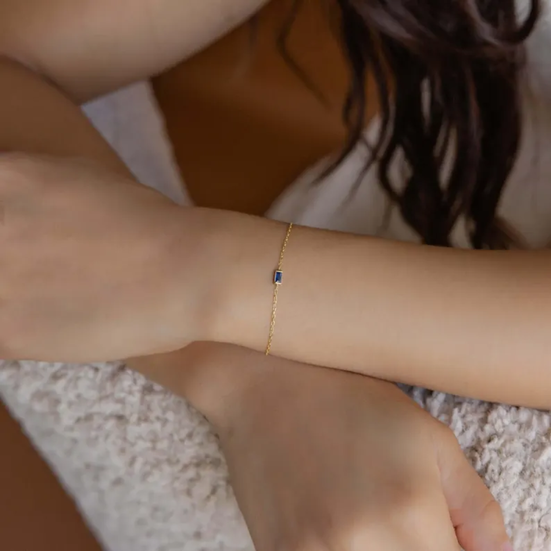 Women’s Personalised Baguette Birthstone Bracelet