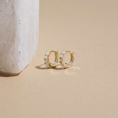 Women’s Opal Huggie Hoop Earrings