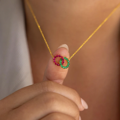 Women’s Personalised Interlocking Birthstone Necklace