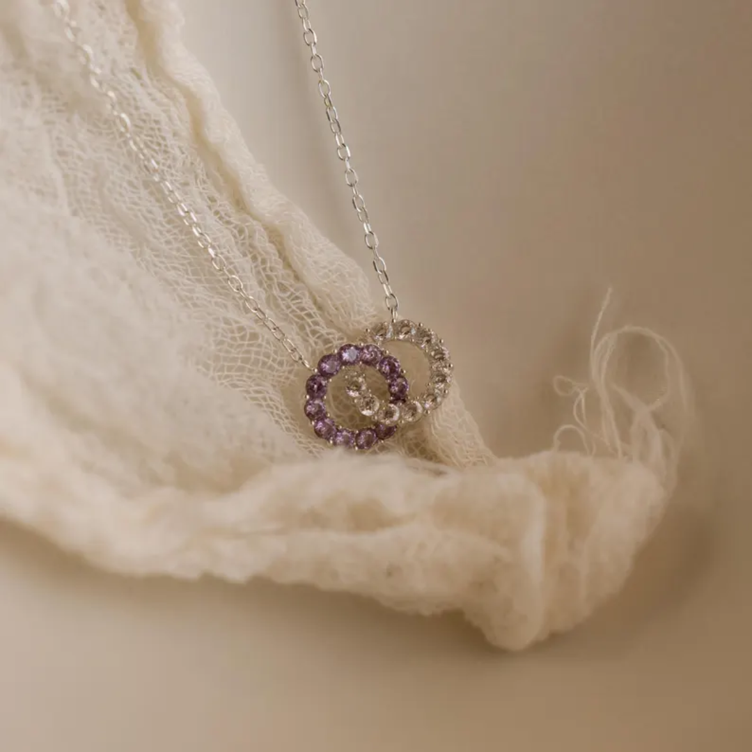 Women’s Personalised Interlocking Birthstone Necklace