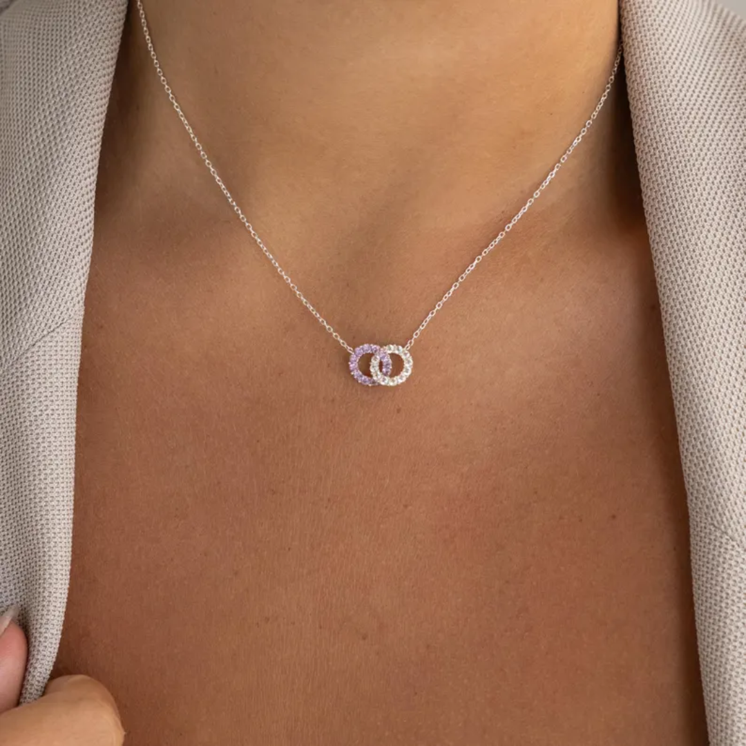Women’s Personalised Interlocking Birthstone Necklace