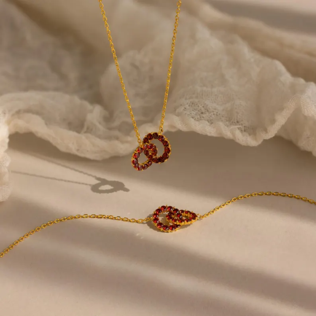 Women’s Personalised Interlocking Birthstone Necklace