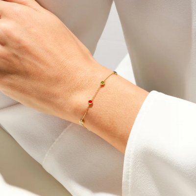 Women’s Bezel Set Birthstone Station Bracelet