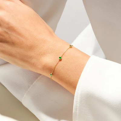 Women’s Bezel Set Birthstone Station Bracelet