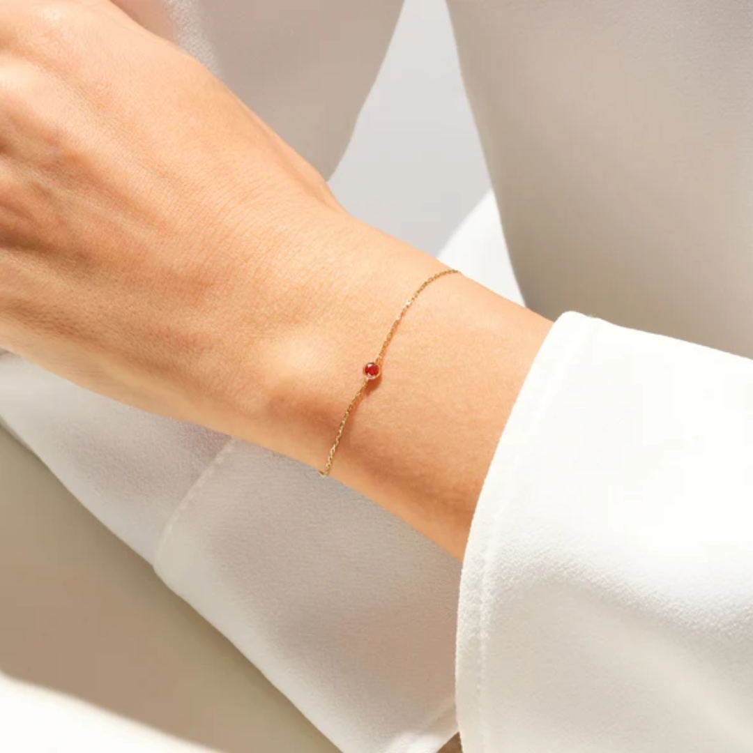 Women’s Bezel Set Birthstone Station Bracelet