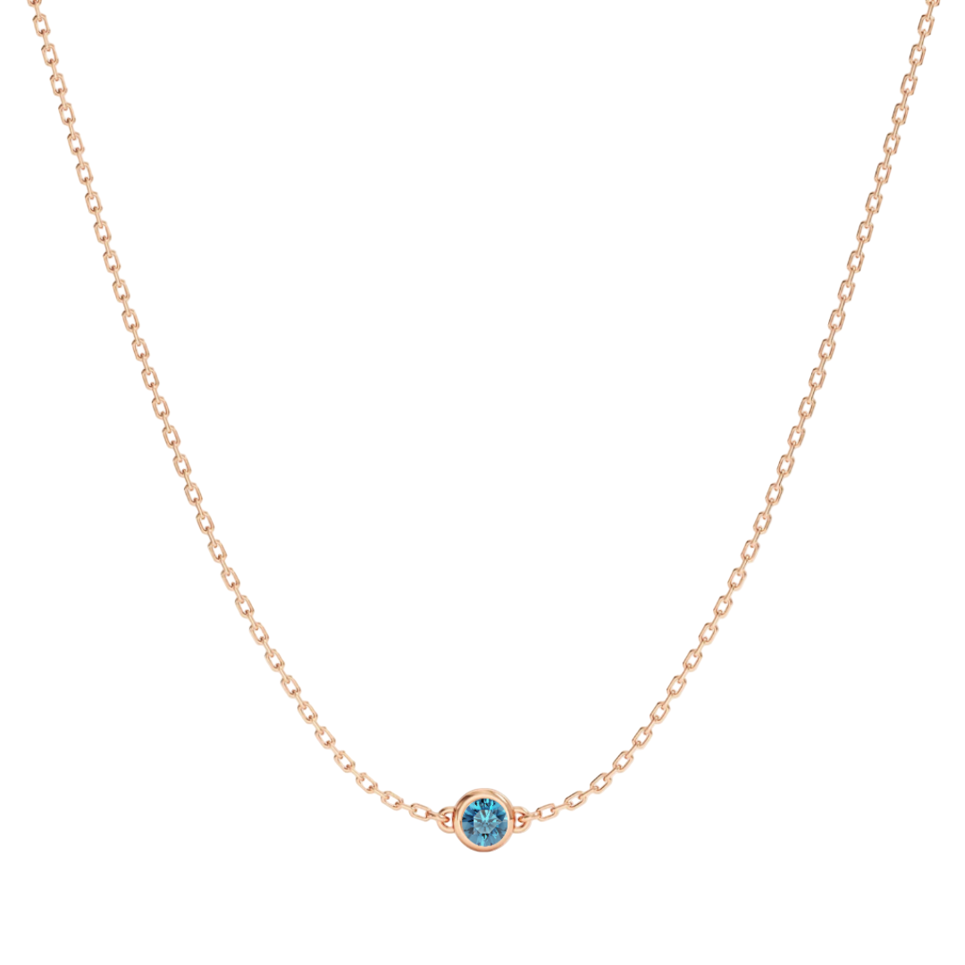 Women’s Bezel Set Birthstone Station Necklace