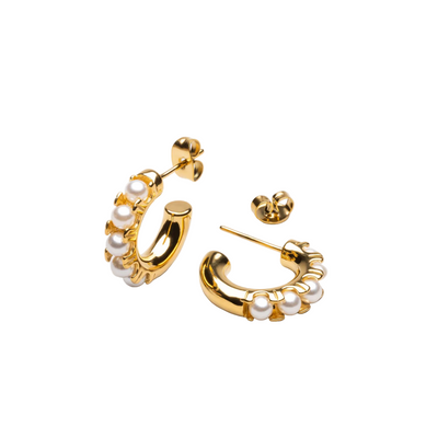 Women's Pearl Huggie Hoop Earrings | Hypoallergenic