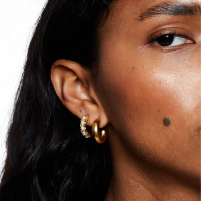 Women's Pearl Huggie Hoop Earrings | Hypoallergenic