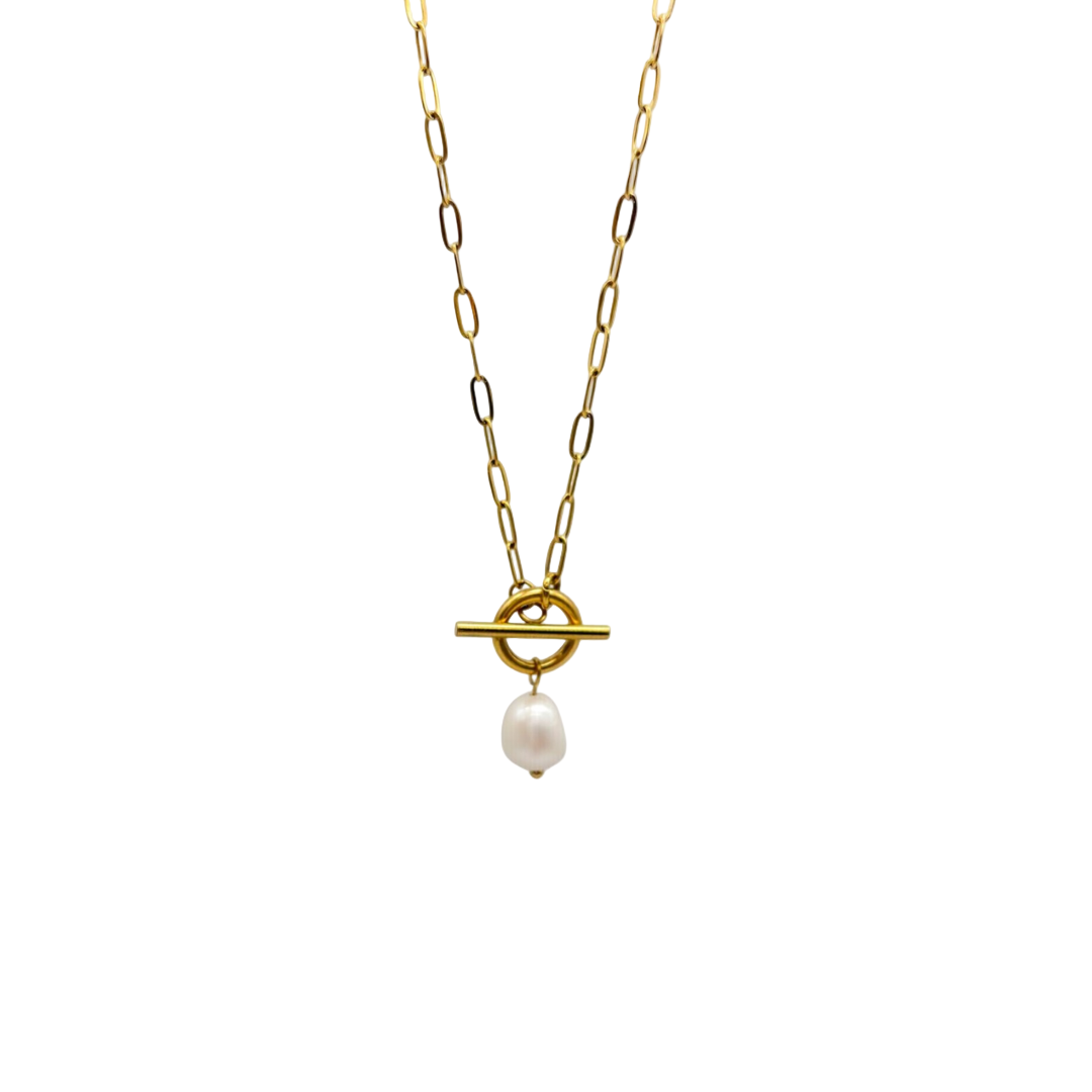 Women's Freshwater Pearl Toggle Necklace | Stainless Steel