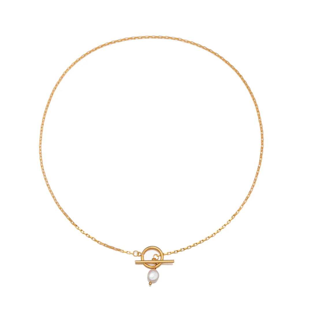 Women's Freshwater Pearl Toggle Necklace | Stainless Steel